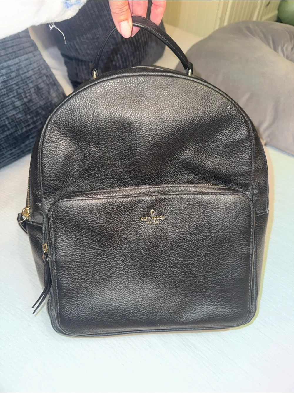 kate spade Black Pebbled Leather Backpack with Gold Hardware - Picture 8 of 8